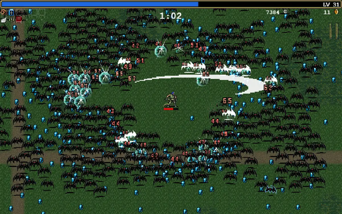 Vampire Survivors の公式 Steam ゲームプレイ画像を使ったコントローラーとウィンドウの確認